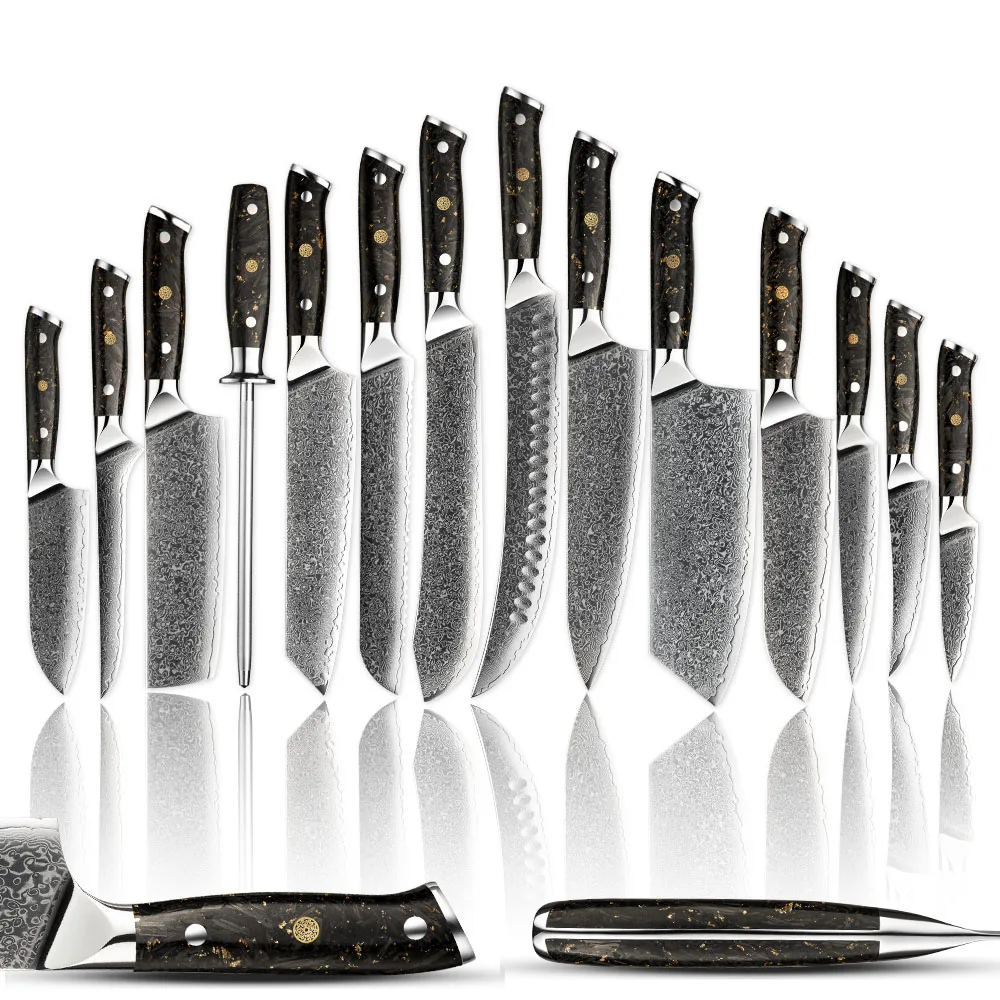 

Kitchen Knives Professional butcher High Quality Chef Knife Set Damascus carbon fiber knife