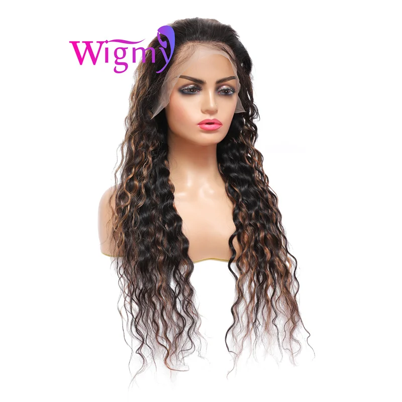 

150 Density Blonde Highlight Lace Wig Water Wave Ombre Colored 13x4 Lace Front Human Hair Wigs