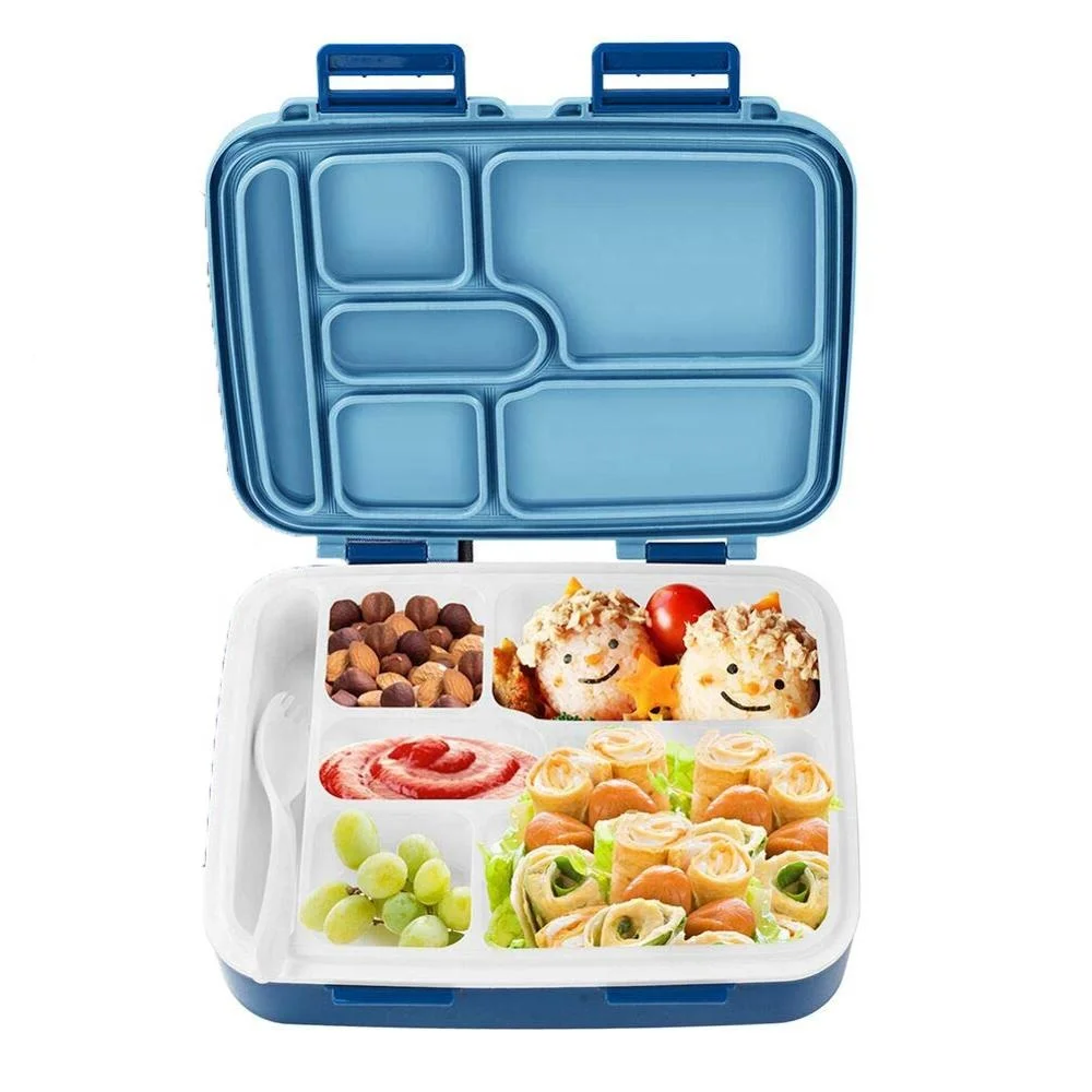 

LULA 1160ml Leakproof Kids Reusable OEM Bento Lunch Box 6 Compartment with insulated Foam layer