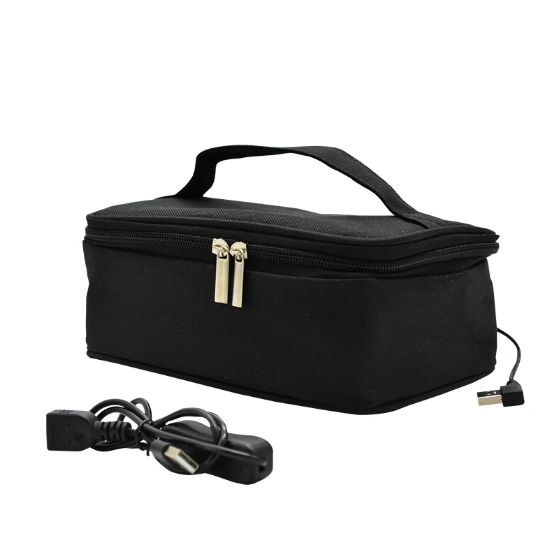 

New style Mini Portable Food USB Electric Heating Aluminium Thermal Insulated Picnic Lunch Cooler Bag for Adult Kids