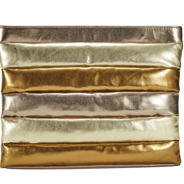 

Wholesale Latest Design Women Evening Clutch Party Bag Metallic Puffy Panel Clutch Bag, Gold