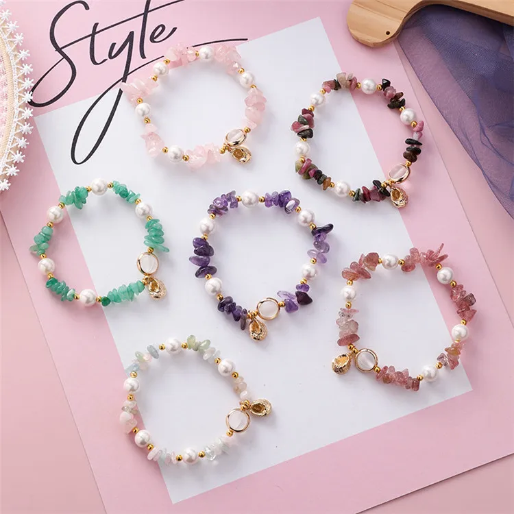 

Special-shaped Irregular Shell Pearl Hand-made High Elastic Conch Beaded Bracelet Women Bracelet Pearl, Picture shows