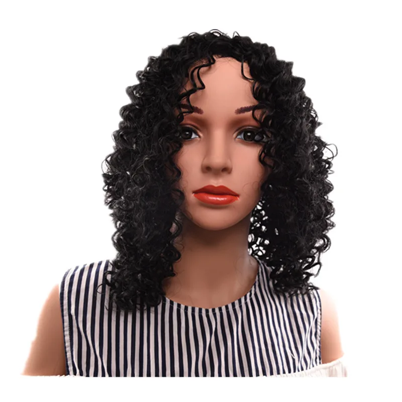 

Hot Sale Europe And The United States African Black Wig Small Volume Curly Head Cheap Synthetic Wigs Hair Wigs For Women, Pic showed