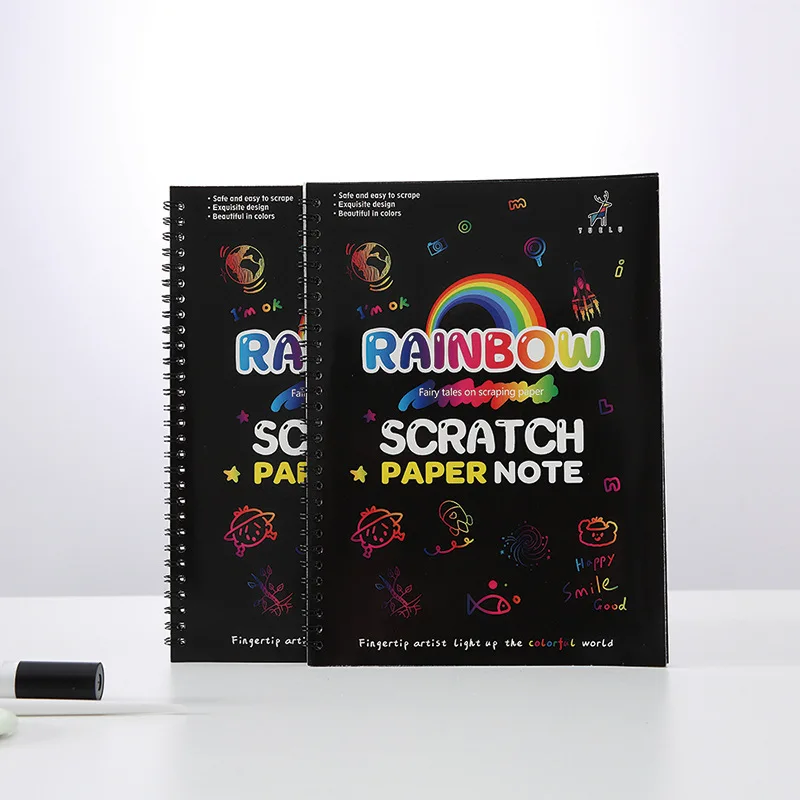 

Dropshipping DIY Art Painting Sketch Pad Handmade Rainbow painting Scratch Paper set book