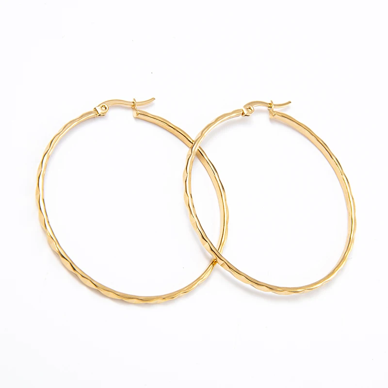 

PVD Plating Titanium Steel Polygon Cone Line Hoop Earring Stainless Steel Convex Point Surface Round Circle Earrings