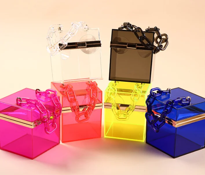 

2021 Women clear jelly shoulder purses hot sale clear box purse handbags jelly candy purse vendor