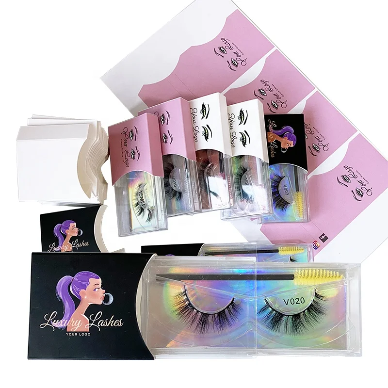 

Private Label Custom One Pair See Through half sleeve Sticker logo Empty Slide Acrylic eyelash Case with PVC Display Tray, White, black, pink