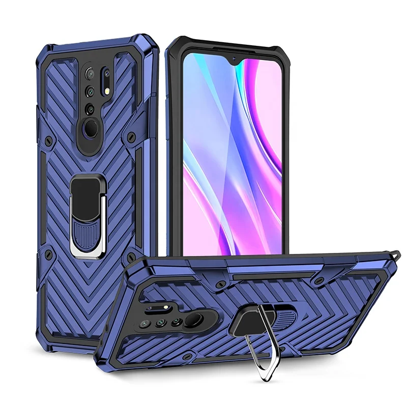 

New Case for Xiaomi/for Redmi 9 TPU PC Hybrid Cover Kickstand 3 in 1 Phone Case for Redmi Note 9/Note 9s, Black, red, rose gold, silver, army green, blue, green