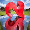 Painted Red Metal Abstract Stainless Steel Heart Sculpture