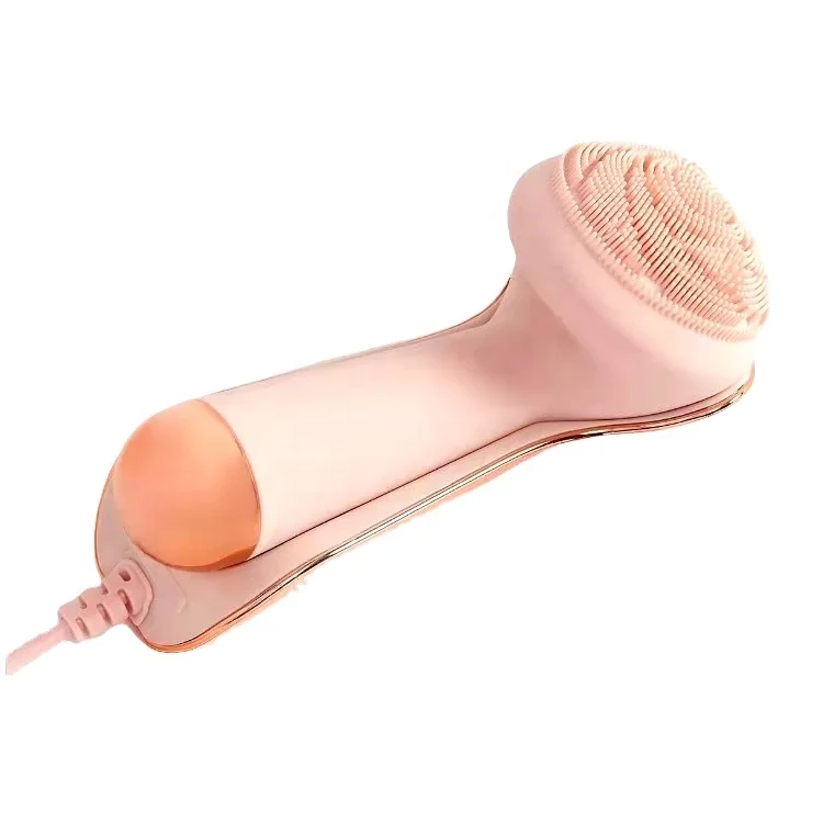 

Sonic Facial Cleansing Brush, Ultra Hygienic Soft Silicone Face Brush Exfoliator, Powerful Wireless Charging Skin Wash Machine, Pink