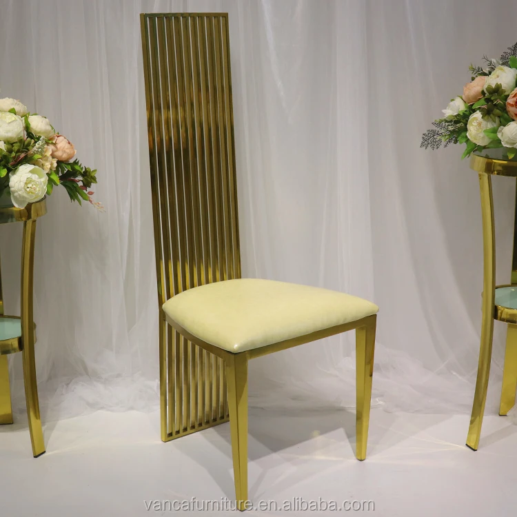 

wedding event golden stainless steel high back dining wedding royal chair, Many colors