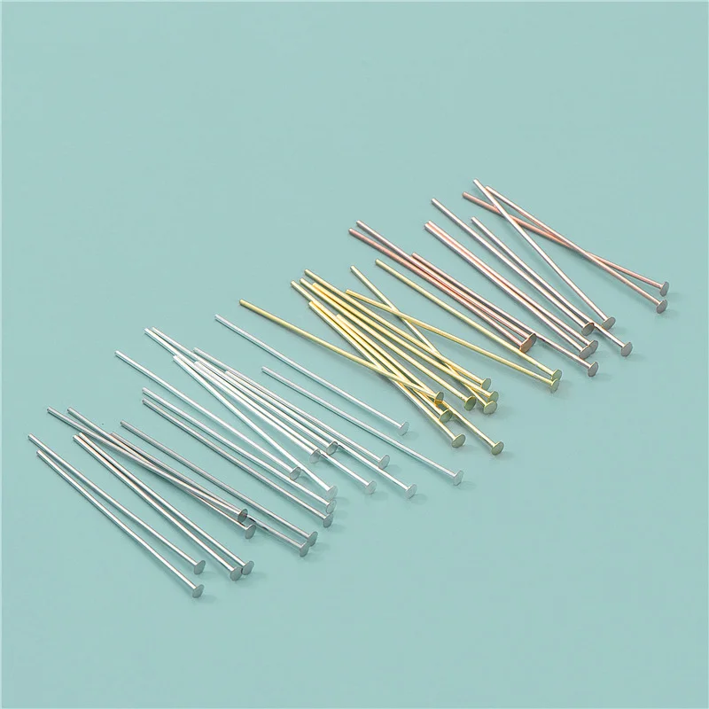 925 Sterling Silver Flat Head Pins Round Head Needle For DIY Earring Pendant Accessories