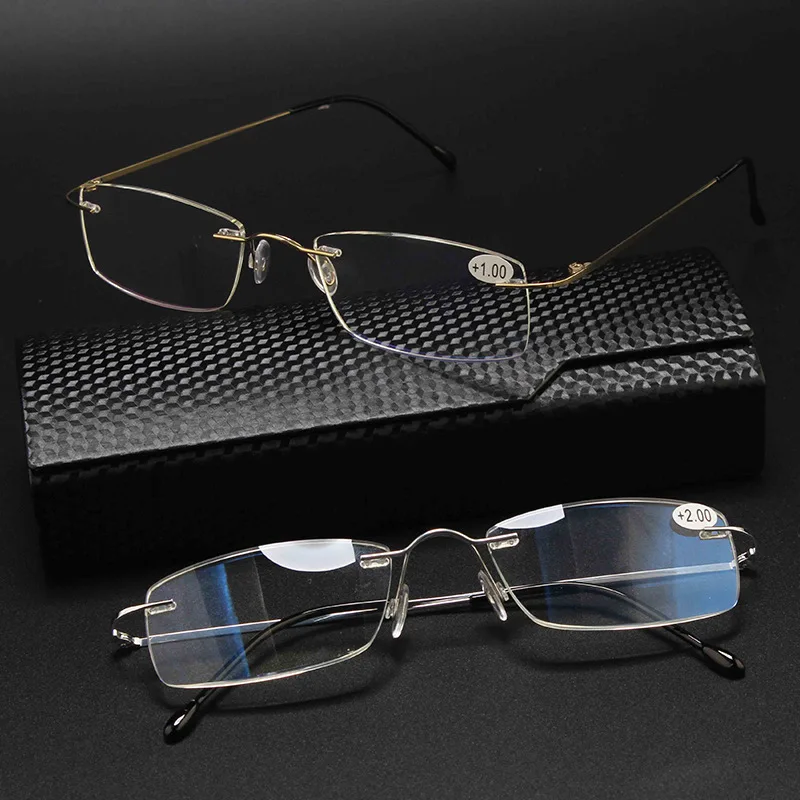 

Fashion Anti Blue light Blocking Glasses Ultralight Beta Memory Titanium Rimless Resin Presbyopic Glasses Reading Glasses 2019 f