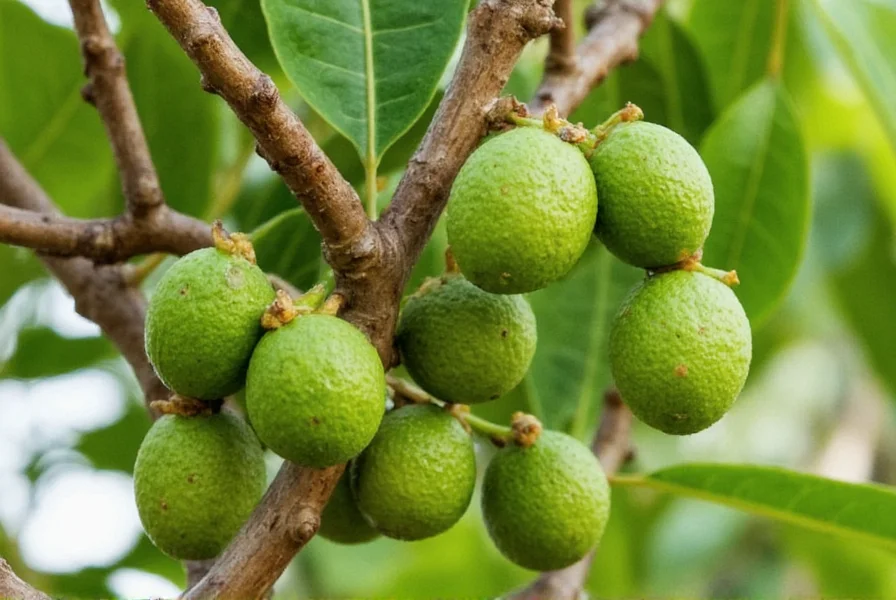 Allspice tree with close-up of berries and leaves in natural habitat