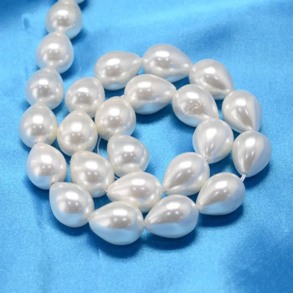 

Pandahall 8x6mm Drop Imitation White Shell Pearl Bead Strands With Hole 0.8MM For Jewelry Making