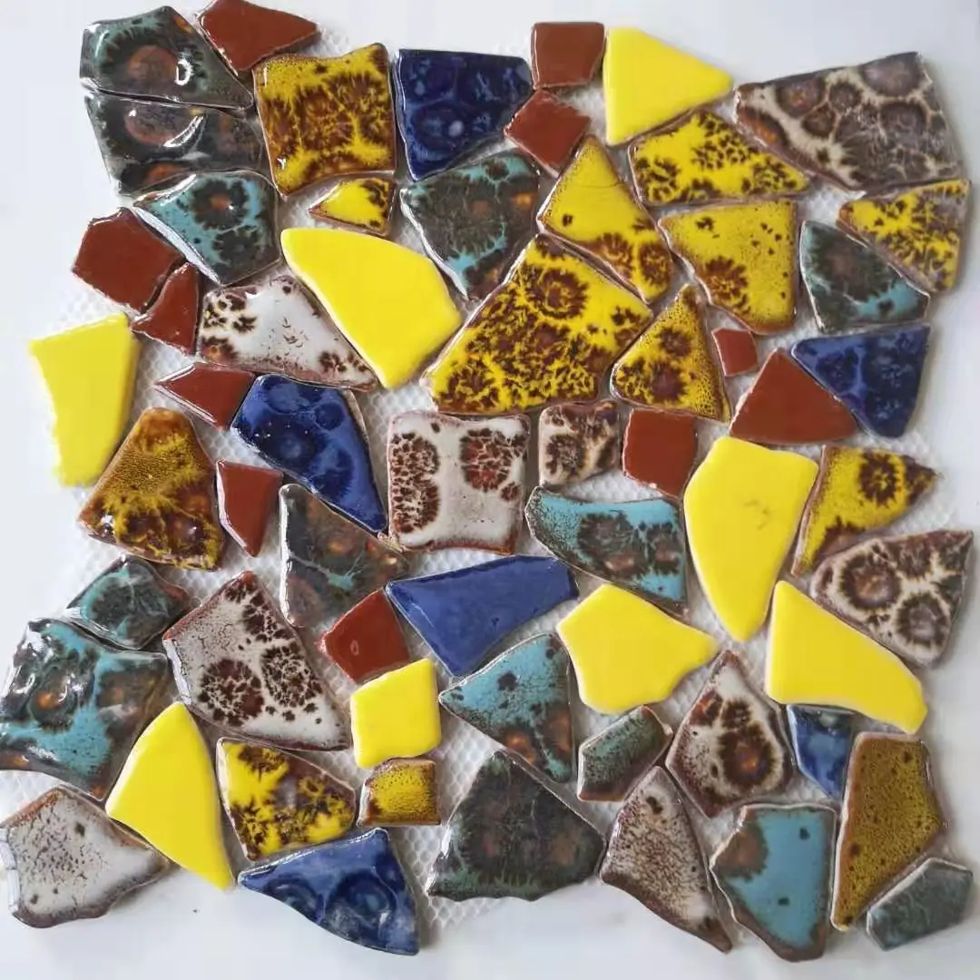 New Arrival Seaworld Pattern Irregular Glazed Ceramic Mosaic Loose Form For DIY craft kit
