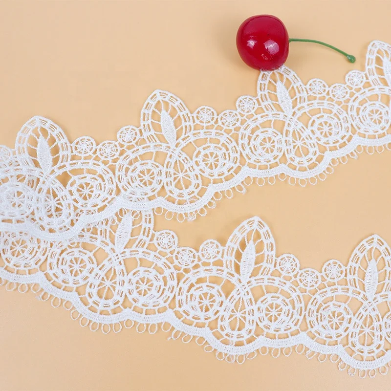 

Chemical lace trim embrodery polyester lace trim white lace trim good quality and competitive price from China, Accept customized color