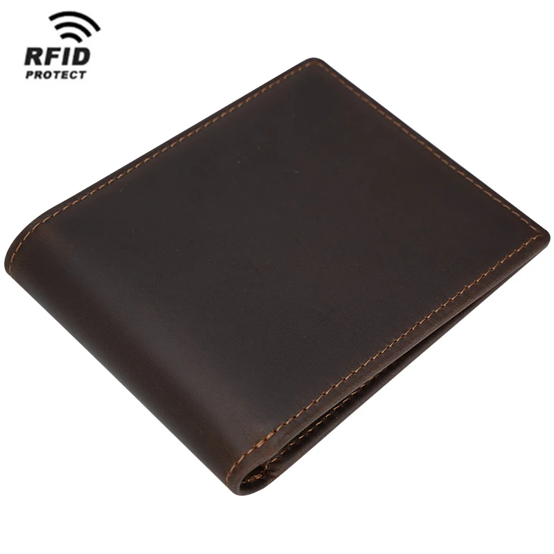 

Custom Mens Genuine Leather Blocking RFID Wallet Bifold Slim Money Credit Card Holder Purse Wallet For Man Leather