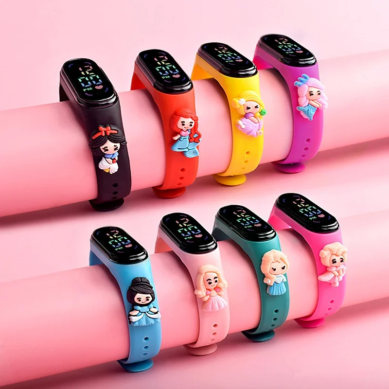 

New spot fashion cartoon princess children doll watch touch waterproof LED sports bracelet watch student watch, Optional