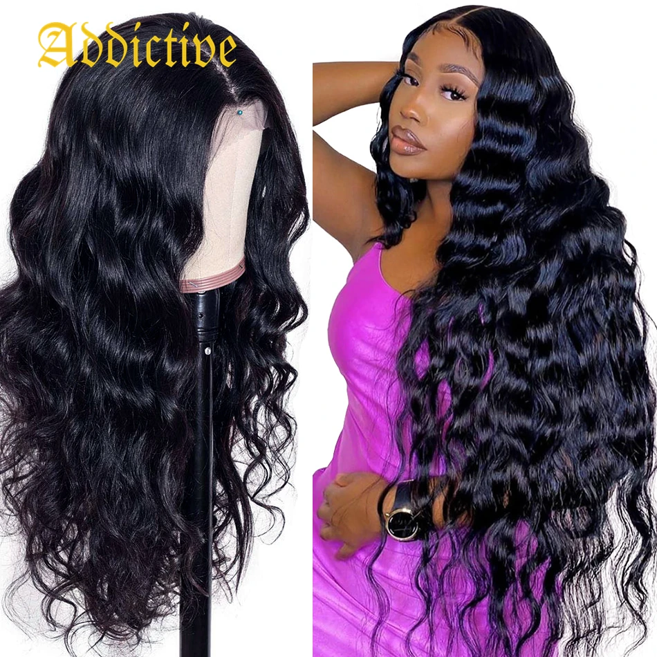 

Addictive HD Transparent Cheap 200 Density Body Wave Frontal Wigs Brazilian Human Hair Front Wig Pre Plucked For Black Women