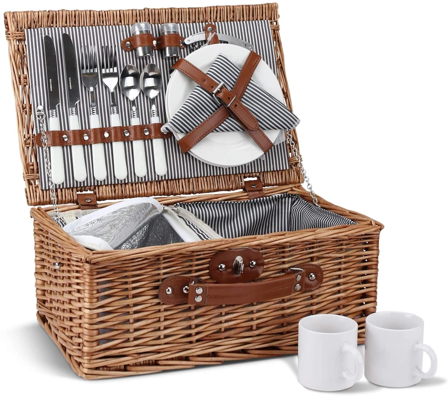 

Amazon Hot Sale Sample Available Natural Eco-Friendly Outdoor Picnic Willow Woven Basket With Folding Lid, Natural or oem