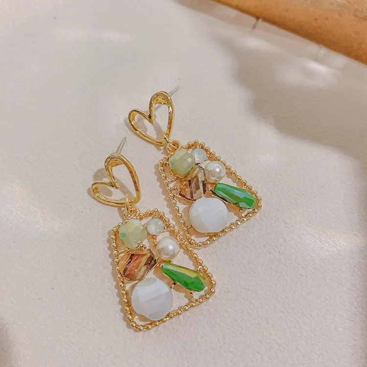 

fashion jewelry trendy crystal heart colorful geometric earring