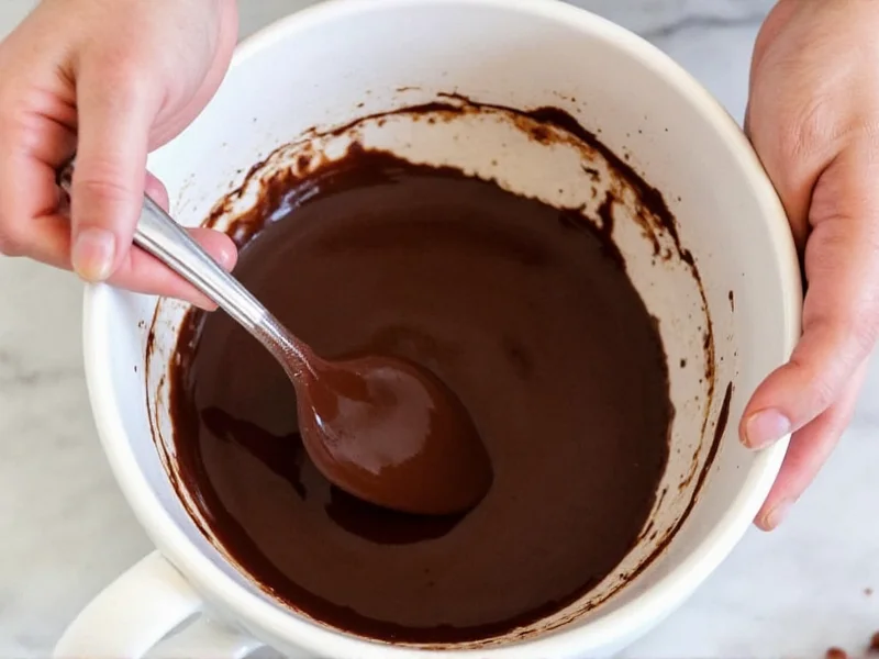 Melting dark chocolate for peppermint bark in a heatproof bowl