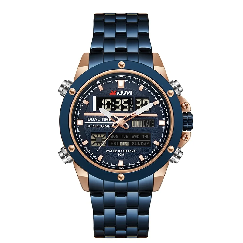 

2021 Dual display network with fashion alarm clock calendar business quartz electronic sports men's Watch