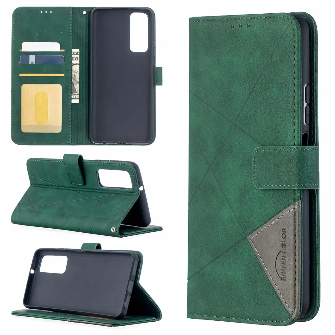 

Hot Sale Fashion Spliced Colors Flip Wallet Phone Case For Huawei P50 P40 Lite Pro Case For Honor 50 SE 30 20 Pro 9S Play 5T, 6 colors