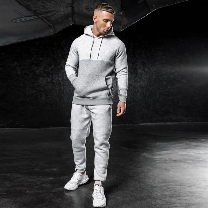 

wholesale private label patchwork pullover hoodie jogger sets causal jogging sweat suits sweatsuit men, Gray oem or colors