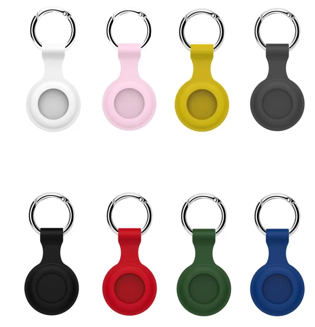 

For Apple For Airtags Anti-lost Pet Locator Silicone Case With hook Soft Rubber Protector Cover Case For Air Tags, Many colors