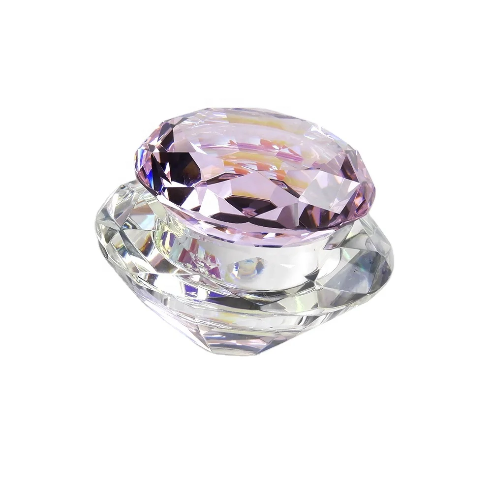 

Top Quality Round shape Pink diamond lid fancy Powder Liquid Holder, Clear