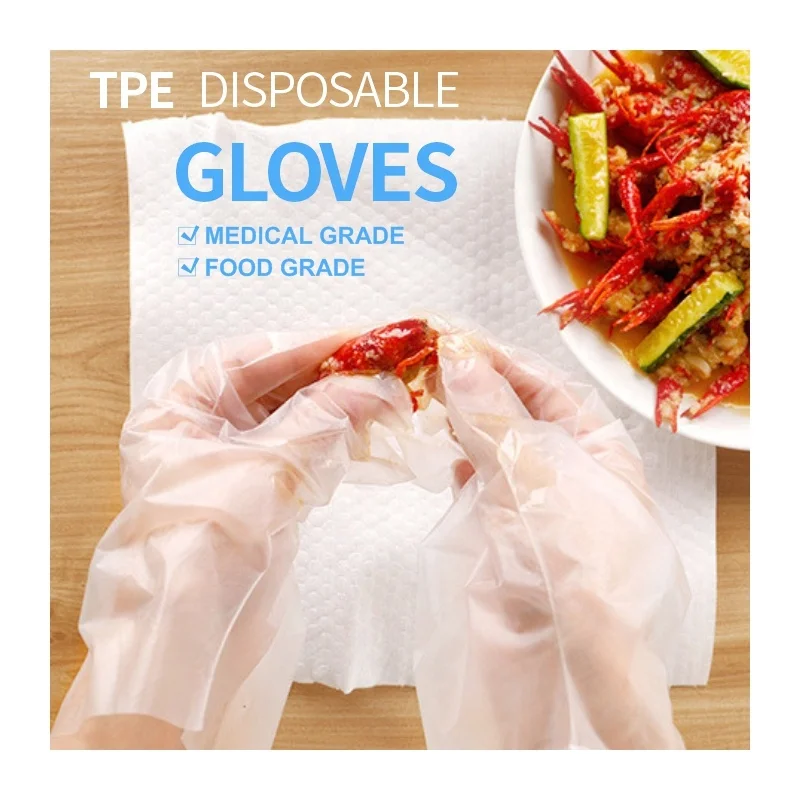 

cheap high quality plastic food grad hand gloves elastic tpe gloves waterproof blue transparent black tpe glove