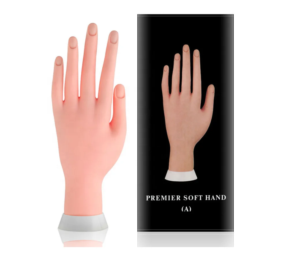 

Flexible fast delivery instock nail art practice plastic nail hand for beauty salon, Natural