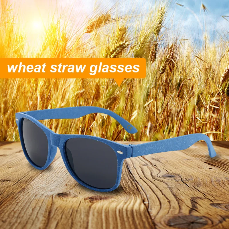 

Eco-friendly Wholesale Promotional wheat straw biodegradable glasses UV400 sunglasses for men women with box, Four colors avaible