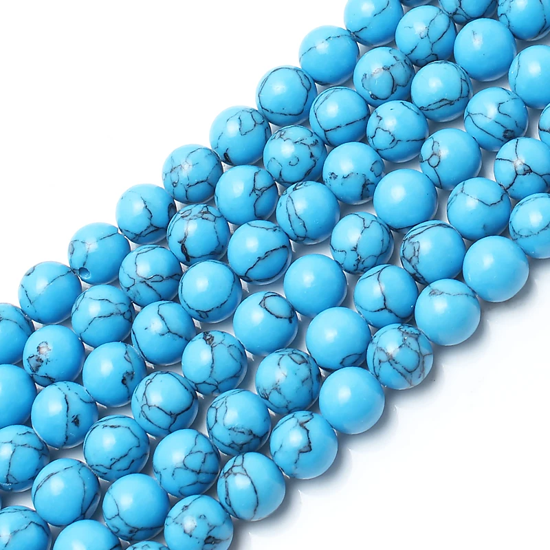 

wholesale 4/6/8/10/12mm Round Blue Line Turquoises Loose Beads For Jewelry Making