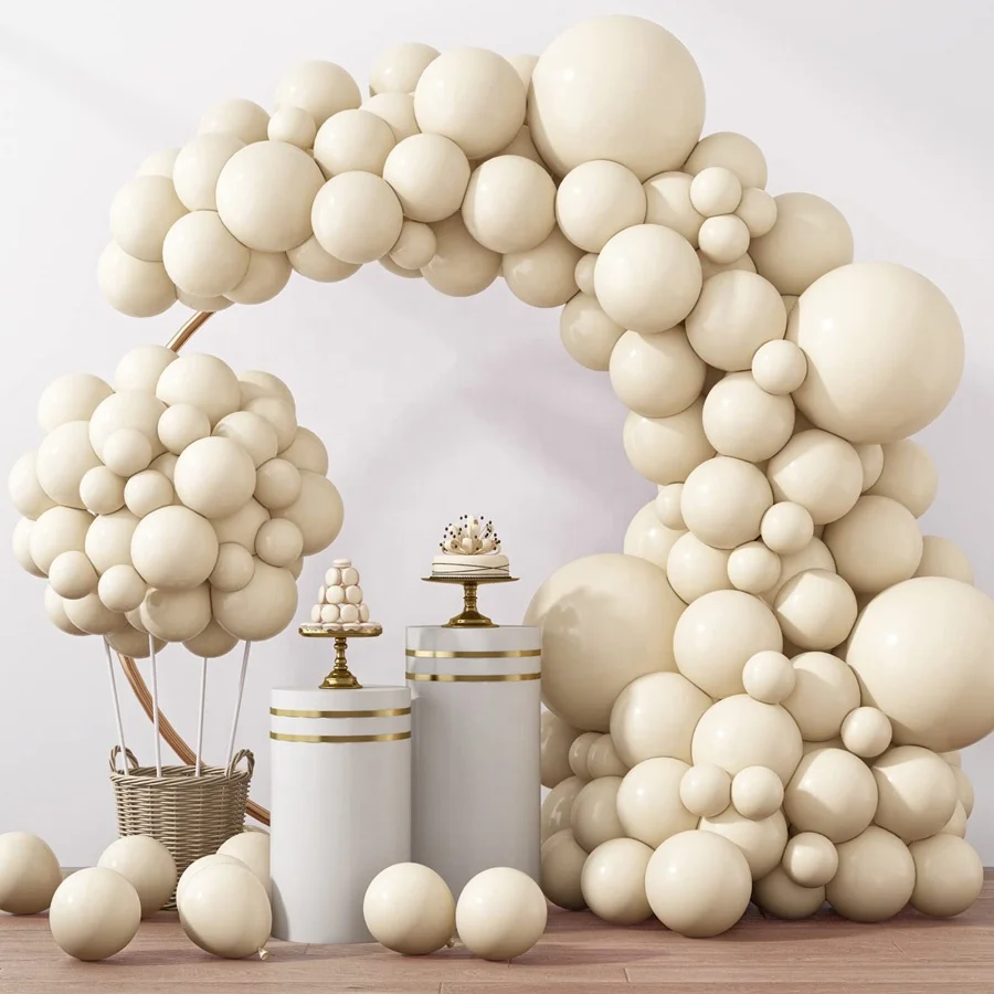

129pcs 18 12 10 5 Inches Sand White party balloons Garland Arch decorations set balloon set birthday party decorations