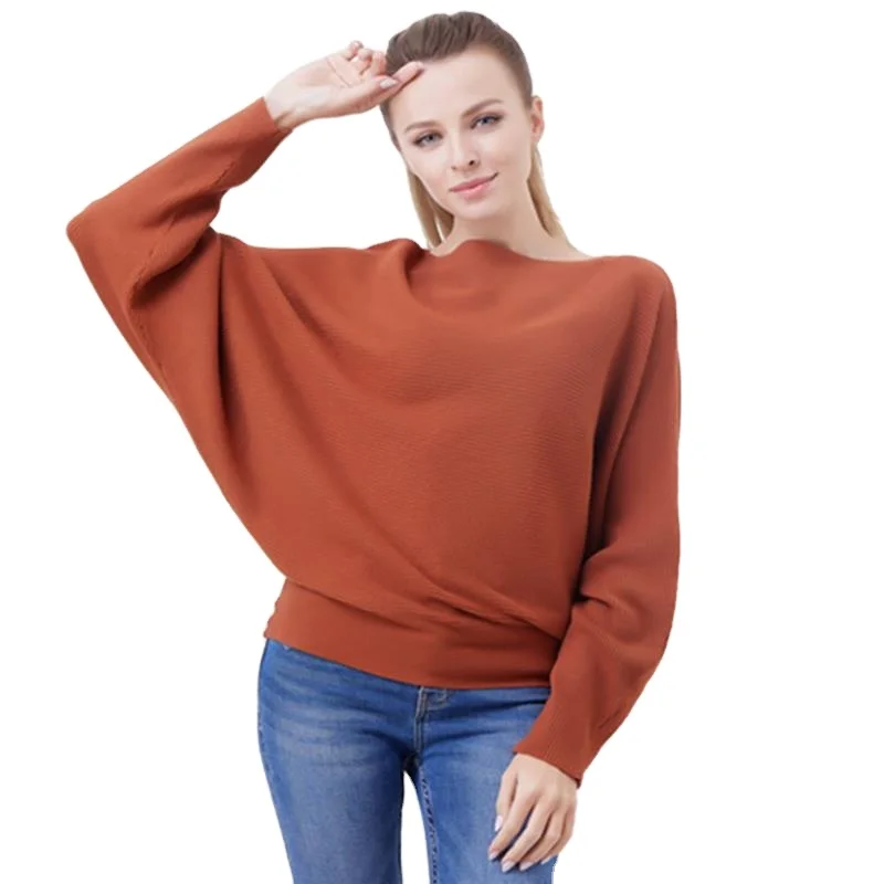 

Plus Size Crew Neck Knitwear Batwing Sleeve Women's Oversize Sweater Women clothing wholesale custom fall amazon cheap sweaters