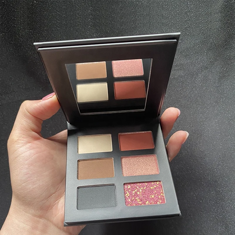 

Wholesale Makeup High Pigment Eye Shadow Cosmetics Custom Private Label Glitter Eyeshadow Palette, 6 colors eyeshadow palette