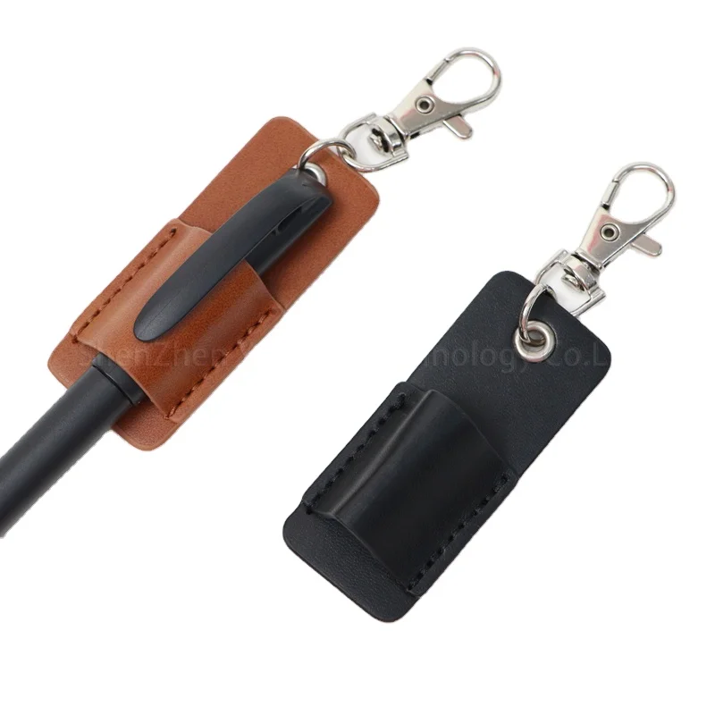 Ready Stock PU Leather Anti-lost Lanyard Pen Holder hang Pu Leather Neck Pen Holder Keychain for Lanyard on Your Backpack Bag