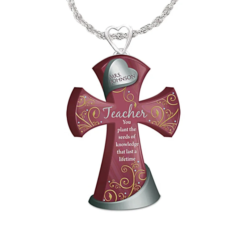 

Zinc Alloy Necklace Religious Cross Motto Women's Pendant Necklace