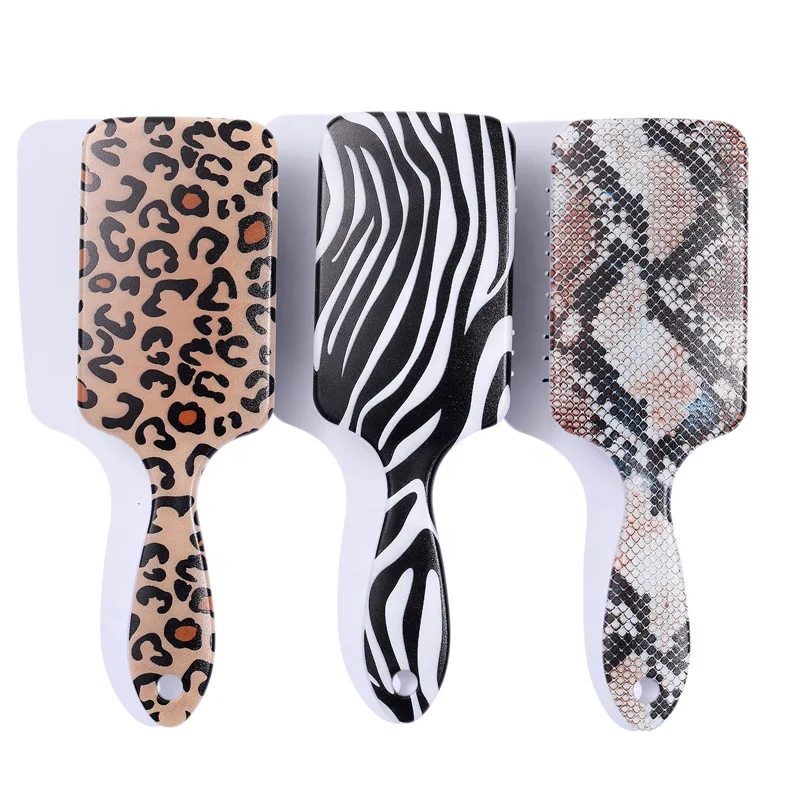 

Animal Pattern OEM/ODM Plastic Hairbrush Zebra Leopard Print Paddle Hair Brush Fashion Scalp Massage Cushion Hairbrush for Woman, Customized color