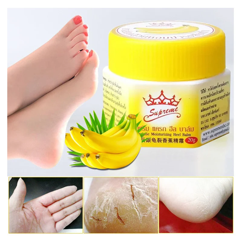 

Natural Banana Oil Anti-Drying Crack Foot Cream Heel Cracked Repair Cream Removal Dead Skin Hand Feet Care, White mask