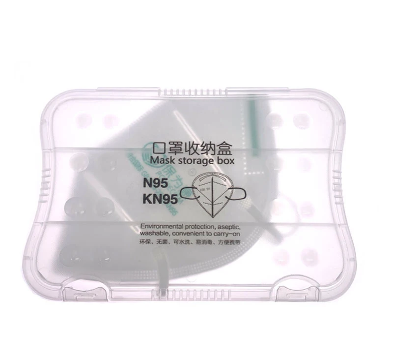 

Wholesale custom logo disposable clear plastic dustproof flip cover portable clip KN95 face masking storage box