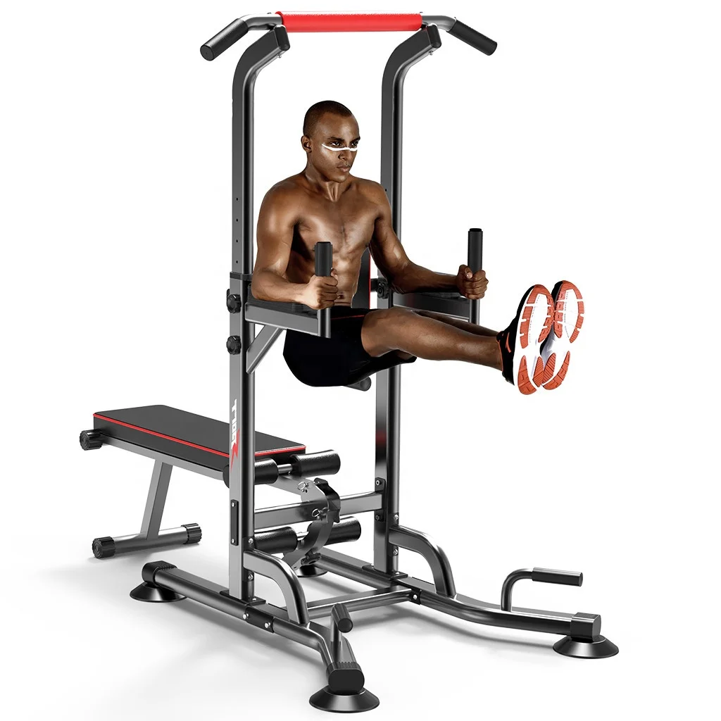 

Adult Muscle Training Fitness Equipment gym power tower dip station with bench