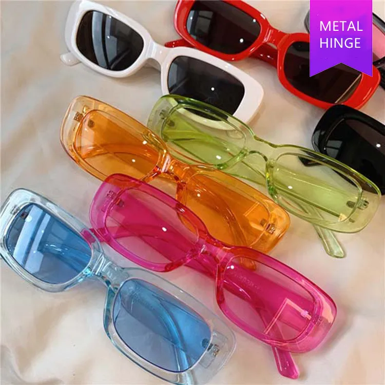 

Classic Retro Sunglasses Women Brand Design Vintage Rectangle Sun Glasses Female Clear Blue Pink Green Lens Eyewear UV400, Picture shows