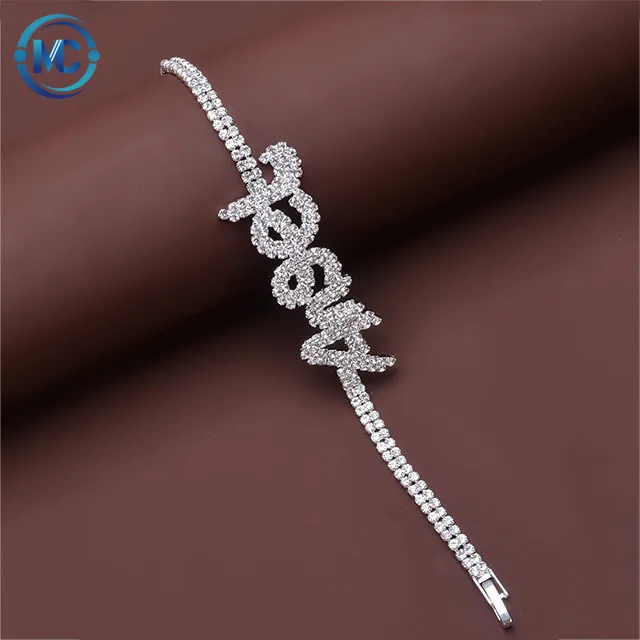 

Hot Selling European And American Popular Exaggerated Letter Angel Full Diamond Female Personality Wild Letter Bracelet