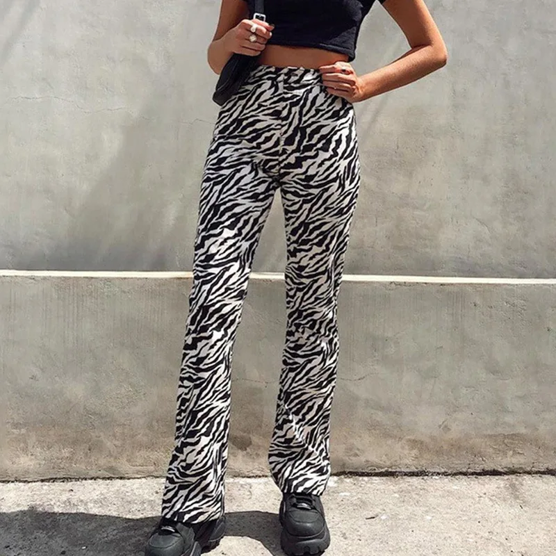 

Sexy Zebra Printed Flared Pants Ladies Fashion Plus Size Pants