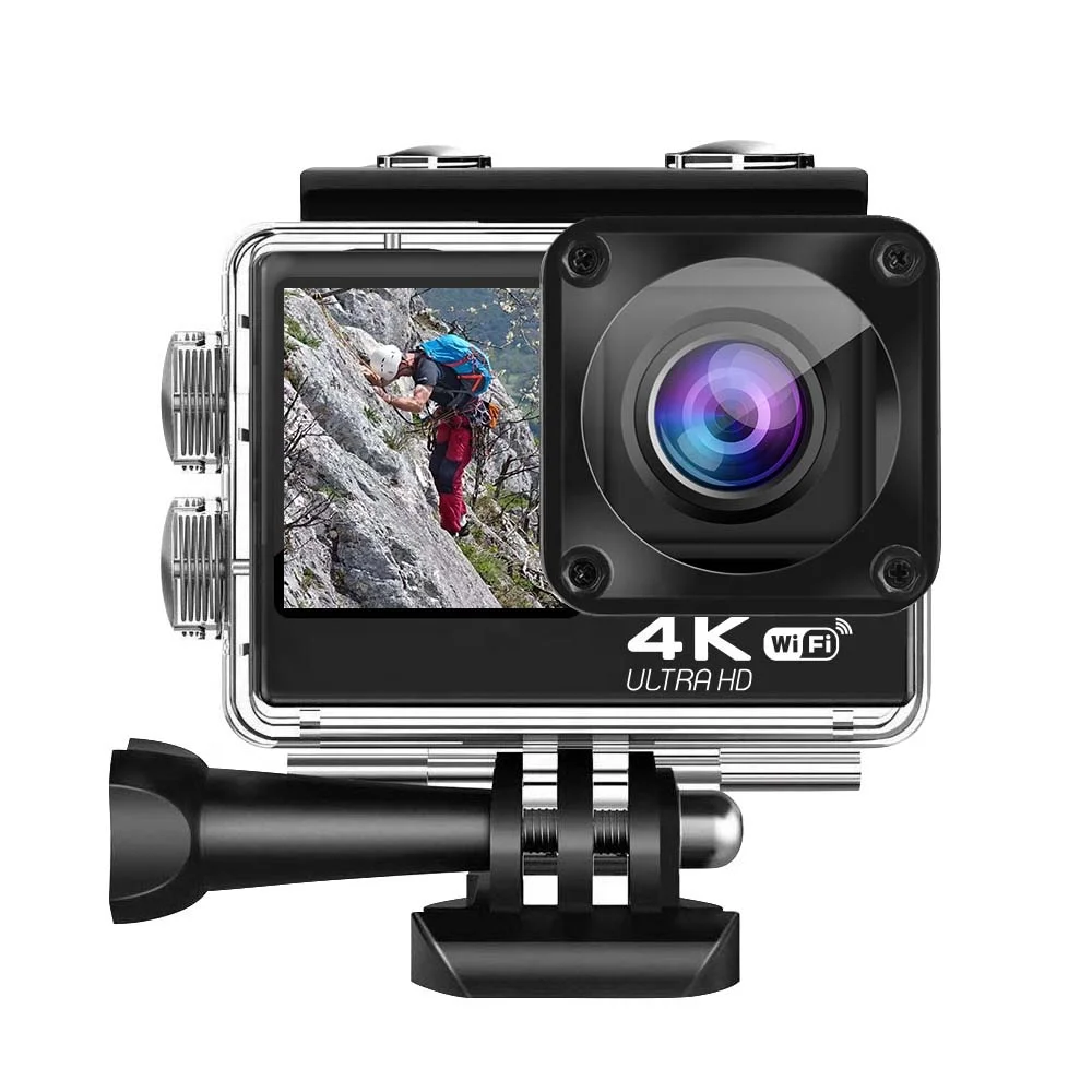 

Amazon Hot Sale Waterproof HD video 60fps 24MP 170D Dual screen touch Mini DVR 30M Sport HD 4K action camera