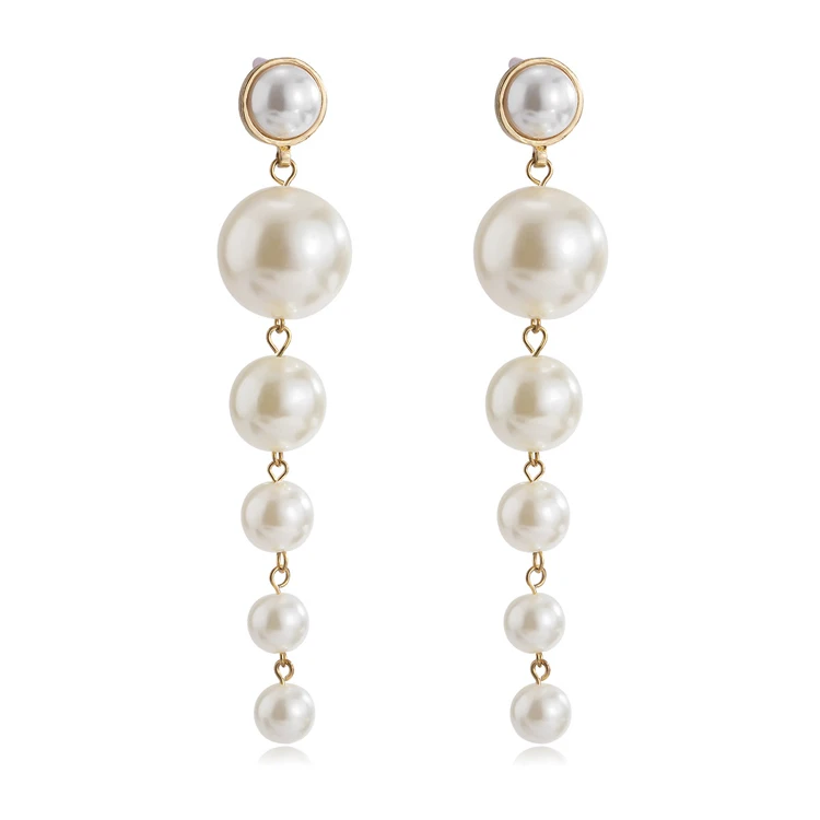 

Wholesale fashionable and simple fashion women earrings with exaggerated personality and asymmetric pearl earrings, Picture shows